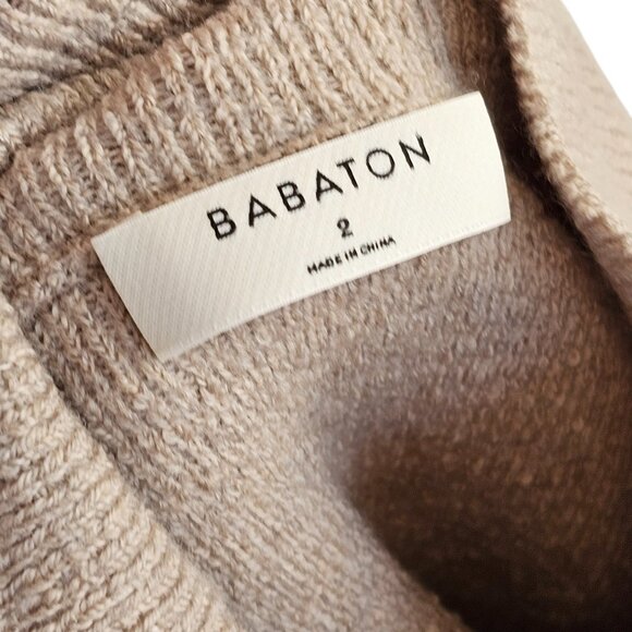 Babaton Aritzia Light Brown Tan Sweater w/ Mock Neck Sz 2 - Picture 6 of 9